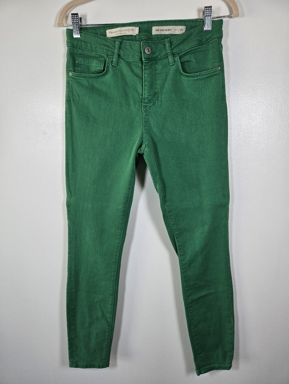 Pilcro Anthropologie Green Mid Rise Skinny Jeans Womens Size 28